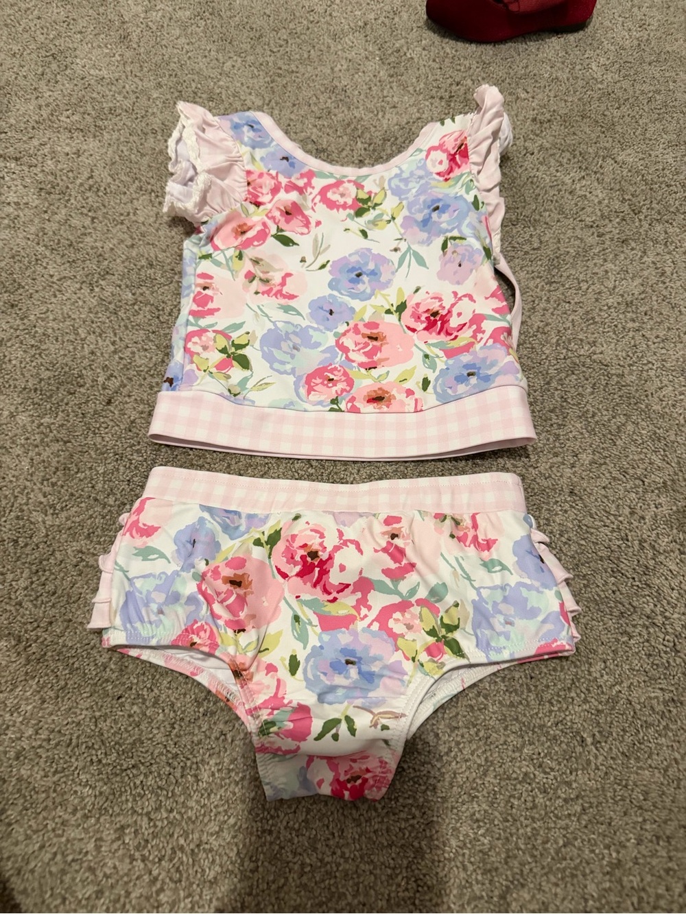 SweetHoney Pink Floral Girls Two-Piece Swim Set